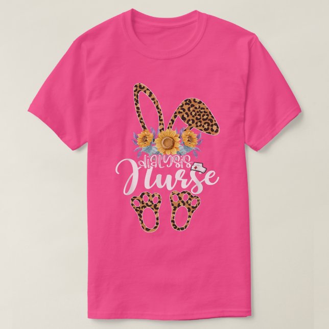 Påsk Day Funny Dialysis Nurse Cute Bunny Leopard T Shirt (Design framsida)