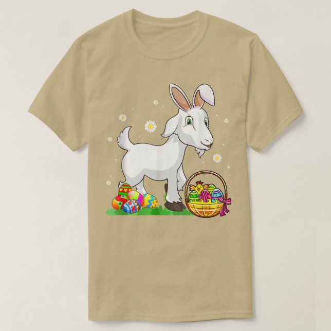Påsk Day Goat Bunny Öron Eggs Hunting Basket Gir T Shirt (Design framsida)