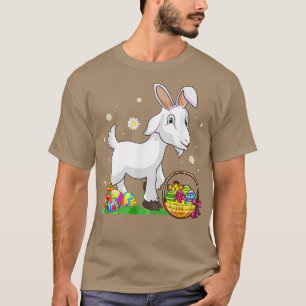 Påsk Day Goat Bunny Öron Eggs Hunting Basket Gir T Shirt