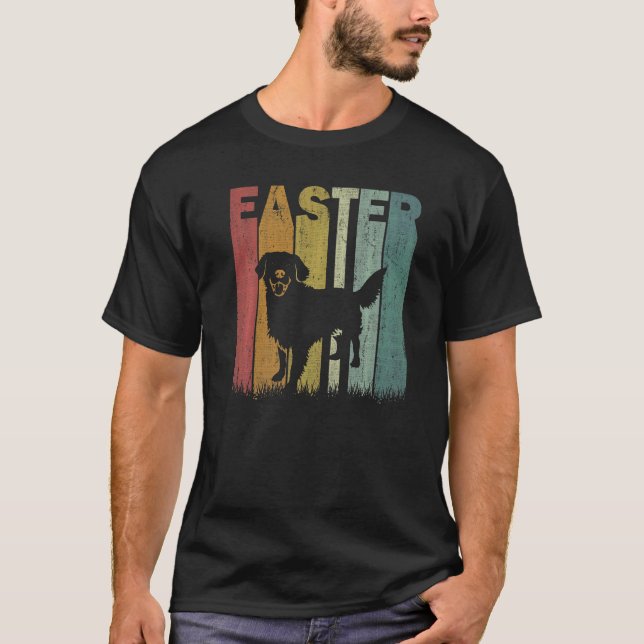 Påsk Day Golden Retriever Hund Retro Graphic Öster T Shirt (Framsida)