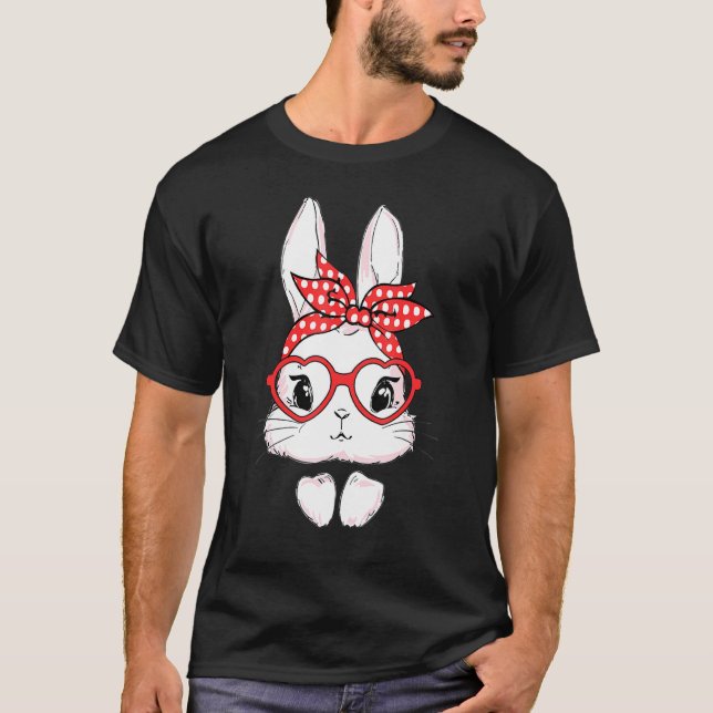 Påsk Day Leopard Bunny Glasses Eggs Cute Rabbit T Shirt (Framsida)