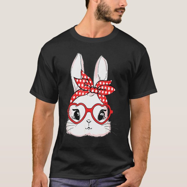 Påsk Day Leopard Bunny Glasses Eggs Cute Rabbit T Shirt (Framsida)