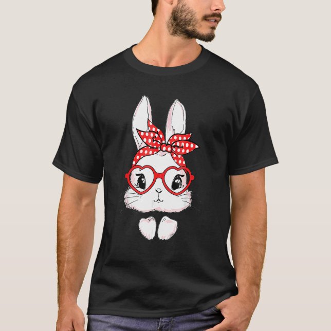 Påsk Day Leopard Bunny Glasses Eggs Cute Rabbit T Shirt (Framsida)