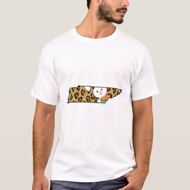 Påsk Day Tennessee State Leopard American Bunny T Shirt (Framsida)