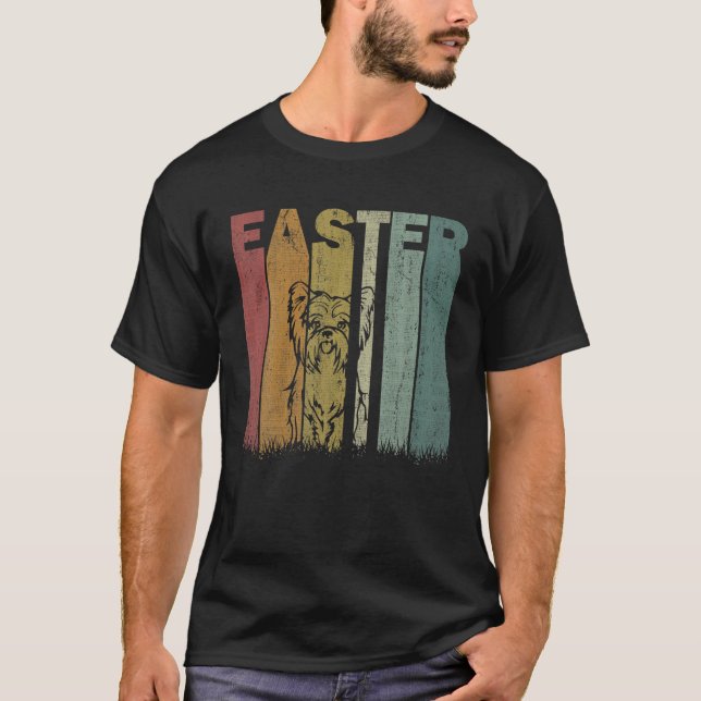 Påsk Day Yorkshire Terrier Retro Graphic Påsk T Shirt (Framsida)