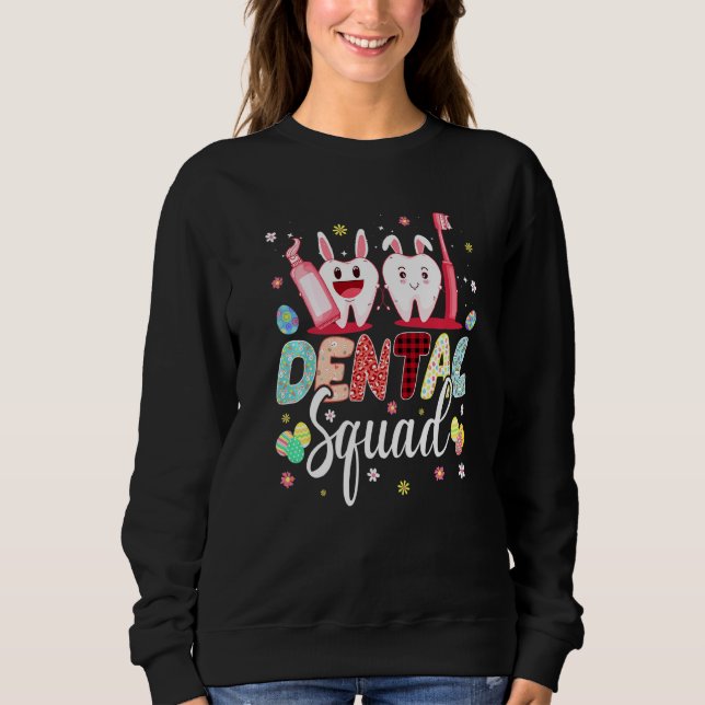 Påsk Dental Squad Bunny Teeth Dentist Lycklig T Shirt (Framsida)