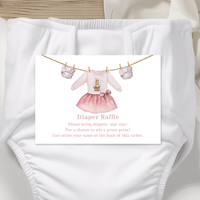 Påsk Diaper Raffle Rosa Girl Baby Shower Tilläggskort (Skapare uppladdad)