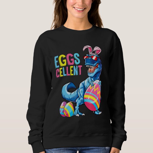 Påsk Dinosaur Bunny Rex Boys Girls Kids Eggs Cel T Shirt (Framsida)