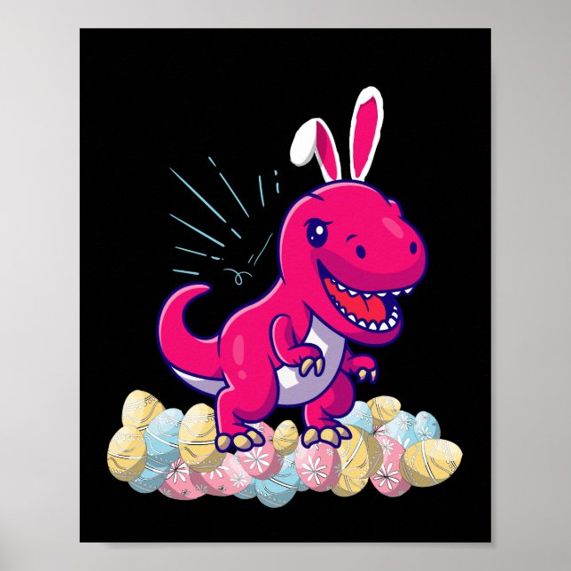 Påsk Dinosaur T rex Pojkar Flickor Barn Present Poster (Framsidan)