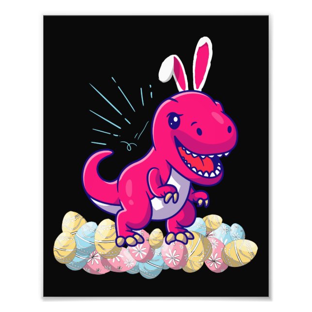 Påsk Dinosaurie T rex Pojkar Flickor Barn Present Fototryck (Framsidan)