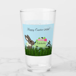 Påsk dricksglas Bunny Wheelbarrow av ägg Glaskopp