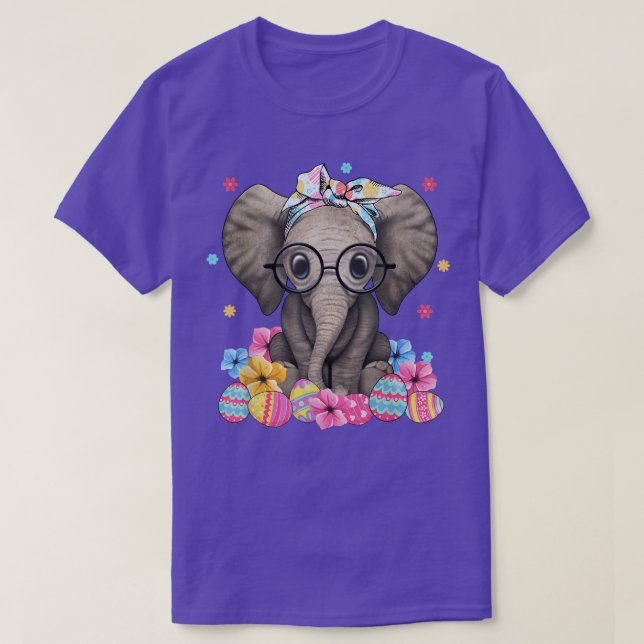 Påsk Elephant Wearing Sunglasses Bunny Eggs Flow T Shirt (Design framsida)