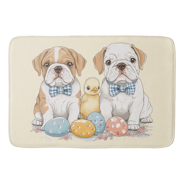 Påsk English Bullhundars Badrumsmatta (Framsidan)