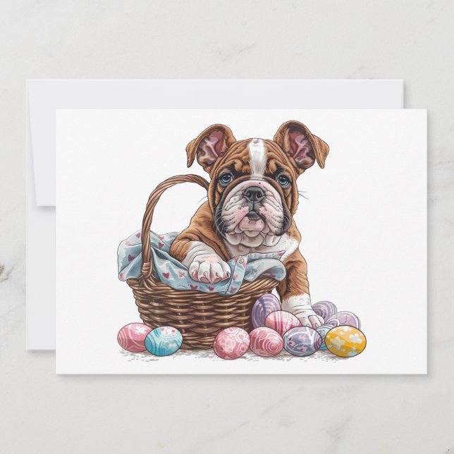 Påsk English Bullhundars Julkort (Framsida)