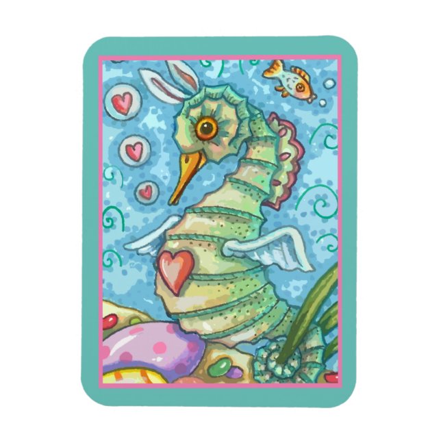 PÅSK FANTASY, VÅR SEAHORSE HELGDAG MAGNET (Vertikal)