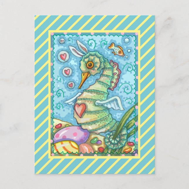 PÅSK FANTASY, VÅR SEAHORSE HELGDAG POSTCARD VYKORT (Framsida)