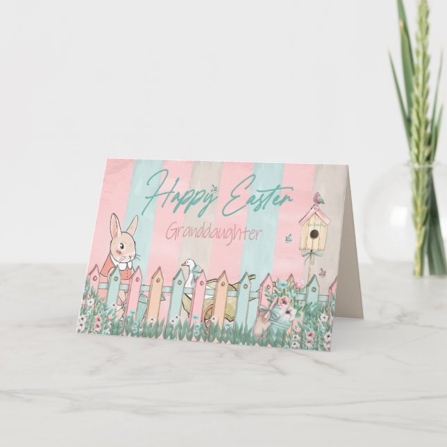 Påsk, farmor, Bunny , Fence Kort (Framsida)