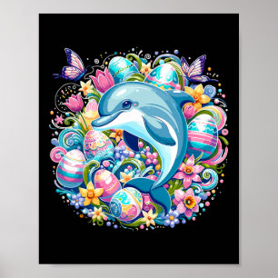 Påsk Festive Illustration with Charming Dolphin Poster