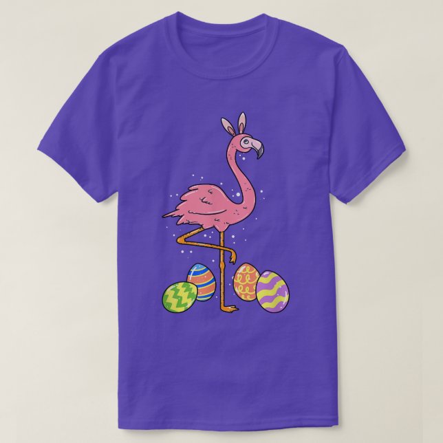 Påsk Flamingo Påskhare Egg Basket Funny Öster T Shirt (Design framsida)