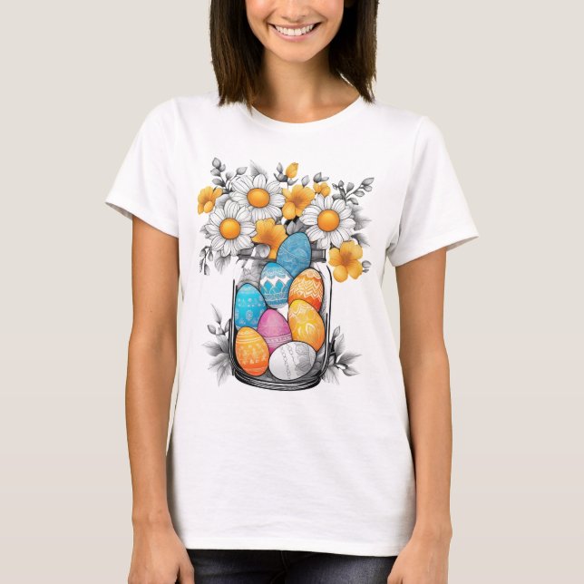 Påsk Flowers & Eggs T Shirt (Framsida)