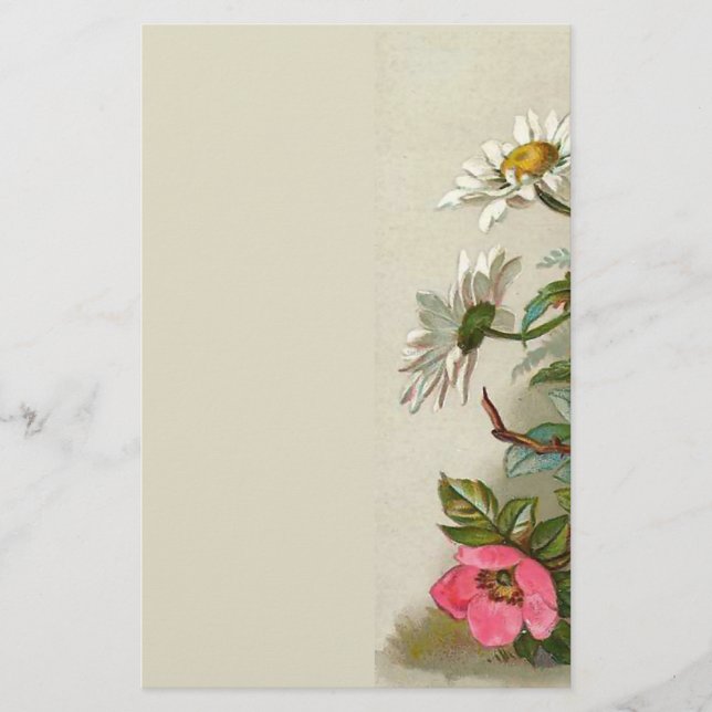 Påsk Flowers Vintage Blommigt Art Brevpapper (Framsida)