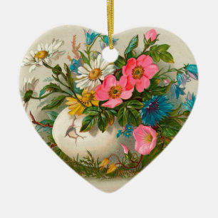 Påsk Flowers Vintage Blommigt Art Julgransprydnad Keramik