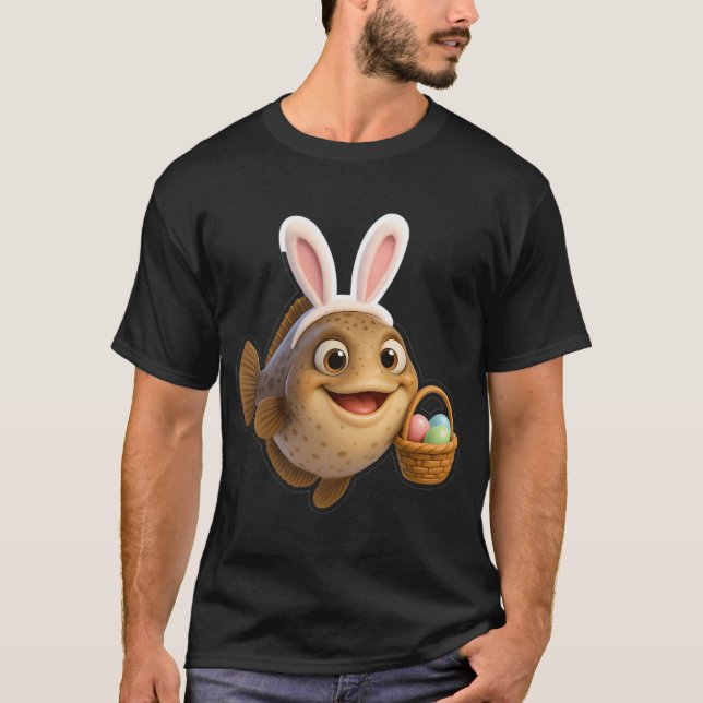 Påsk Flundra Fisk T Shirt (Framsida)