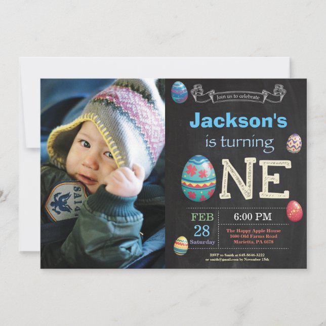 Påsk födelsedagsbarn Påskägg första 1:a dagen Inbjudningar (Framsida)