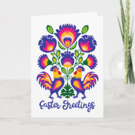 Påsk Folklore med ett mappat kort med två Tuppar A