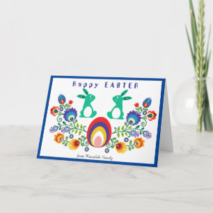 🐰 Påsk Folklore med två bunnier. Kort