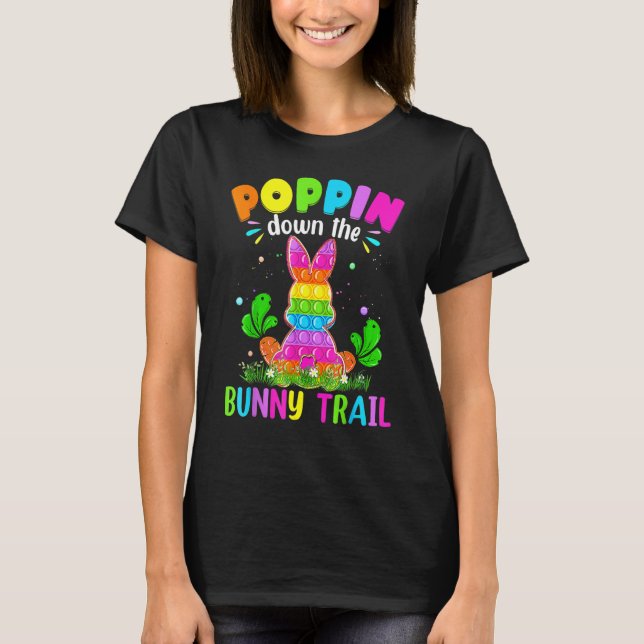 Påsk För barn Poppin Down Bunny Trail T Shirt (Framsida)