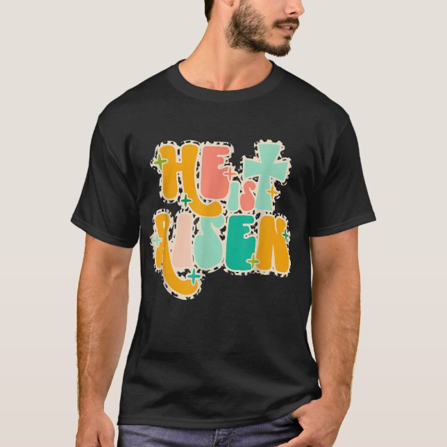 Påsk för Christian Jesus är Risen Leopard Gra T Shirt (Framsida)