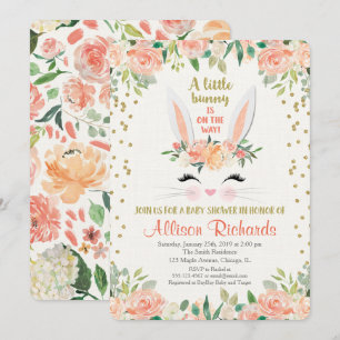 Påsk för kräm för persika för kaninbaby inbjudningar