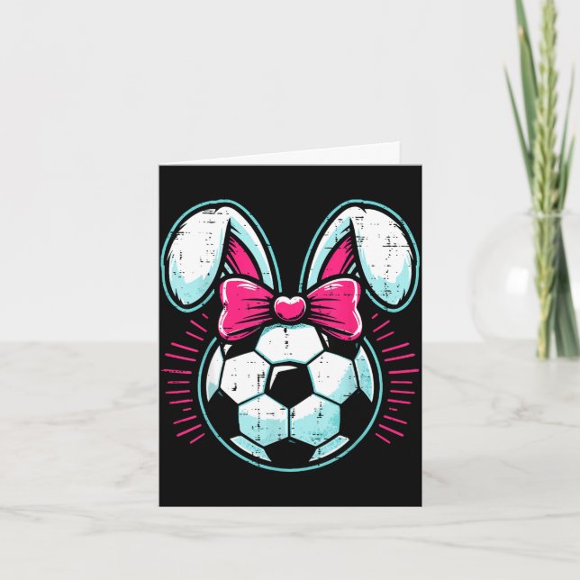 Påsk fotbollskanin öron bow söt pojkar flickor kort (Framsida)