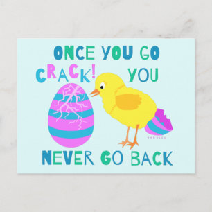 Påsk Funny Chick Egg Crack Tecknad Humor Helg Vykort