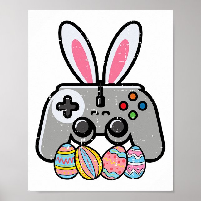 Påsk Gaming Controller Bunny Öron Boys Kids Yout B Poster (Framsidan)