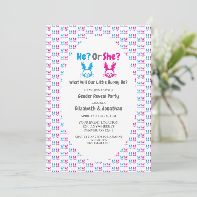 Påsk Gender Reveal Party Inbjudningar (Stående Fram)
