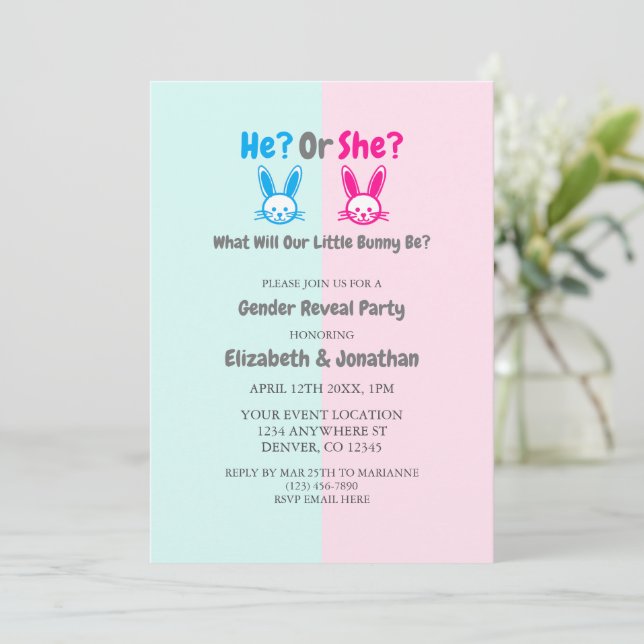 Påsk Gender Reveal Party Inbjudningar (Stående Fram)