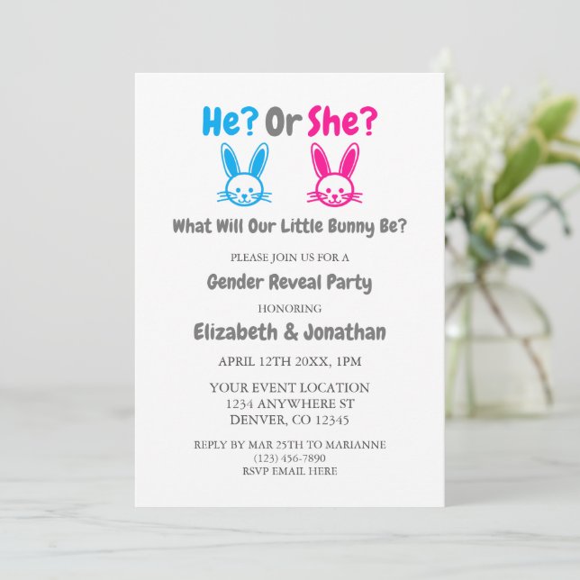 Påsk Gender Reveal Party Inbjudningar (Stående Fram)