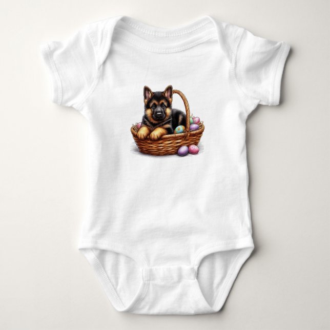 Påsk German Shepherd Valp T Shirt (Framsida)