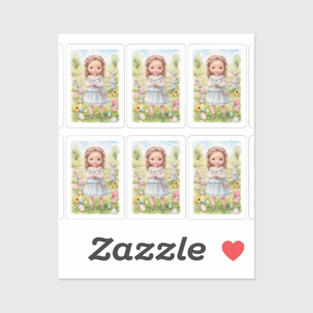 Påsk Girl Klistermärken (Ark)