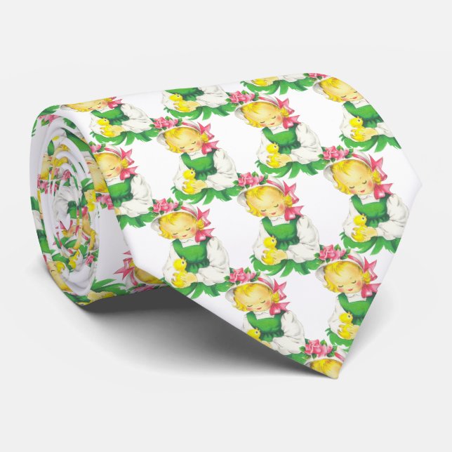 Påsk Girl Påsk Chick och Påskägg Slips (Rullad)
