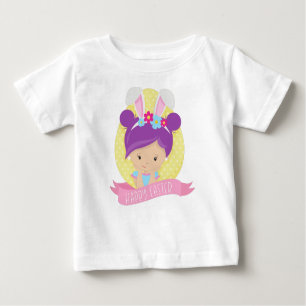 Påsk Girl, Påskägg, Lila Hair, Bunny Öron T Shirt