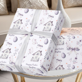 Påsk Girl Vår Personlig Namn Lila Presentpapper