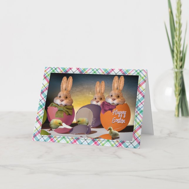 Påsk - "Glad påsk" - Bunnies & Chic Helgkort (Framsida)