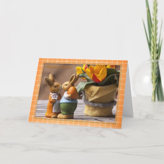 Påsk - Glad påsk Bunny Couple Helgkort (Framsida)