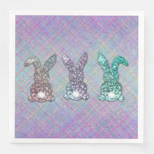 Påsk Glitter Pastel Glam Bunnies på Play Pappersservett