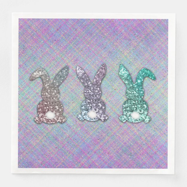 Påsk Glitter Pastel Glam Bunnies på Play Pappersservett (Framsida)