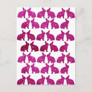 Påsk Glitter Rosa Kaniner Kanin Vykort