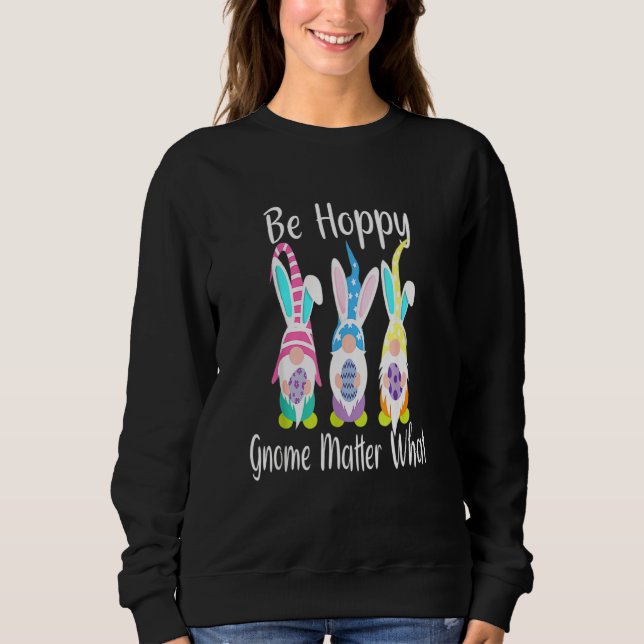 Påsk Gnome Be Hoppy Vår Påskhare Pun Wome T Shirt (Framsida)